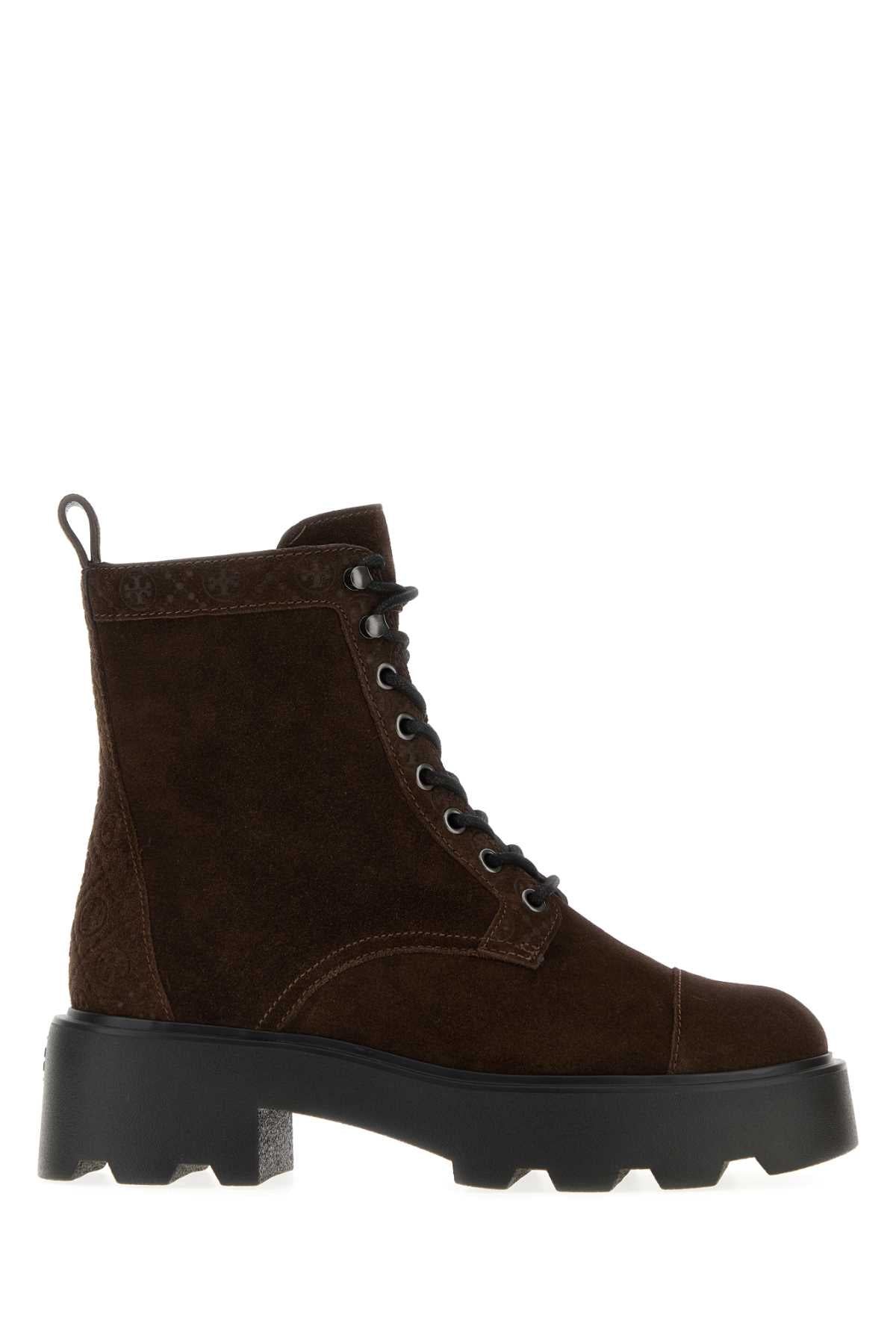Tory Burch Suede Platform Ankle Boot — Brown