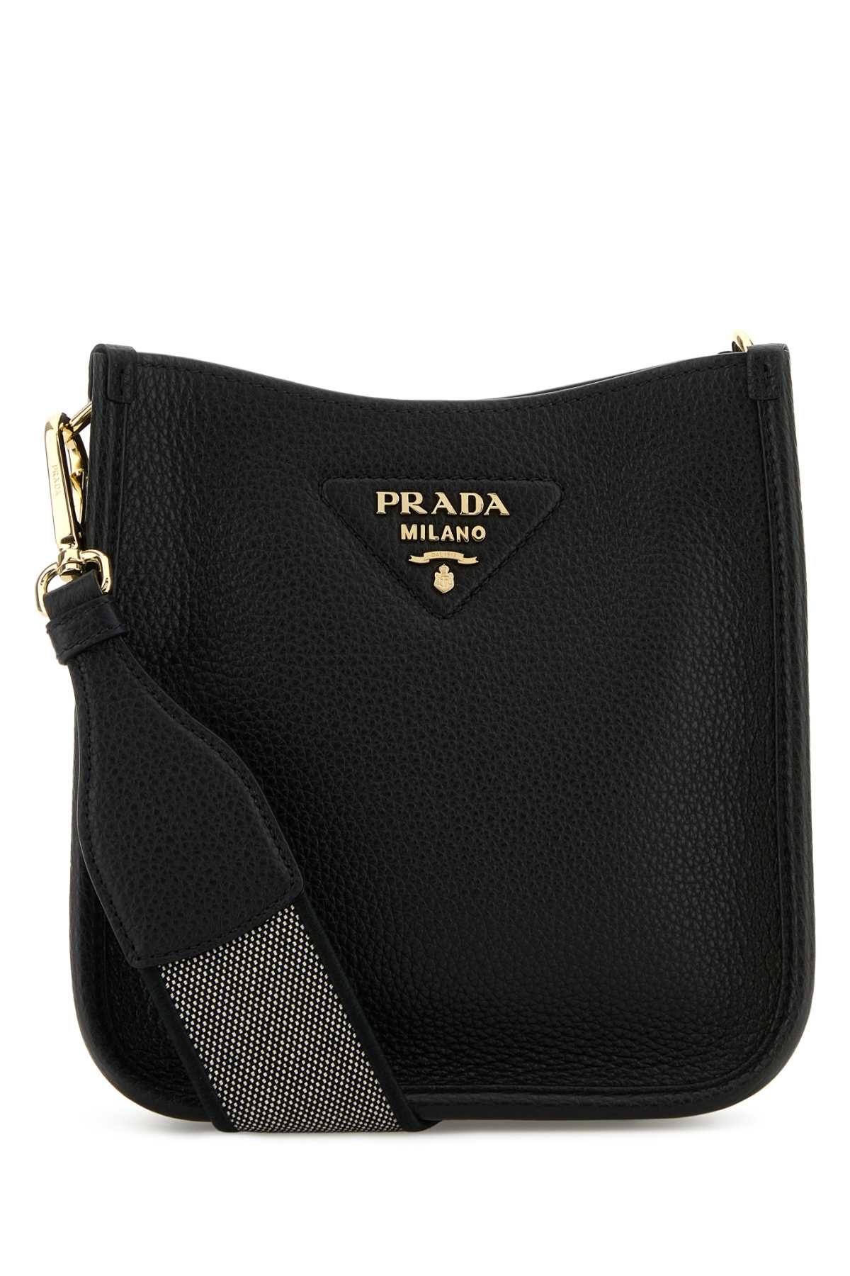 Prada Vitello Leather Crossbody Bag — Black
