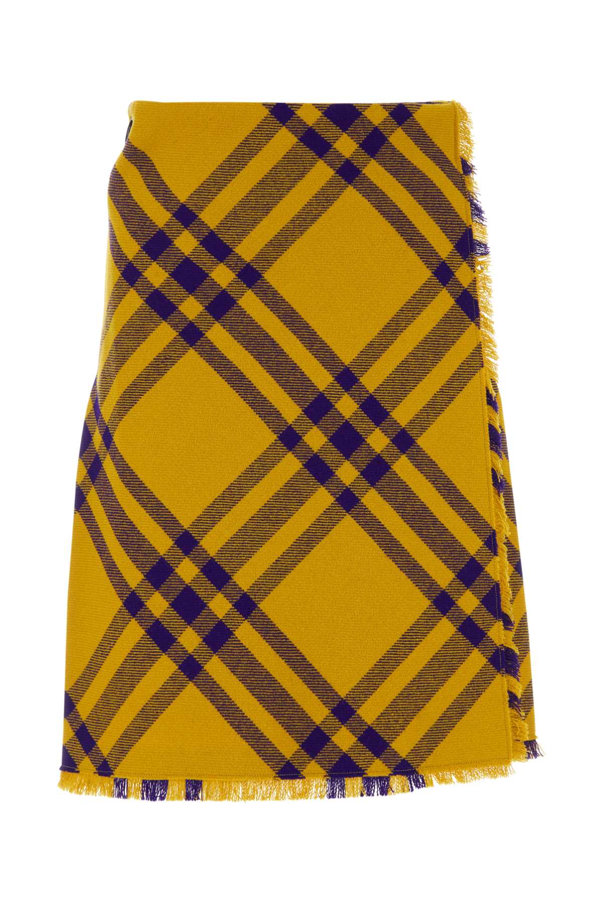 Burberry Tartan Wool Skirt — Yellow