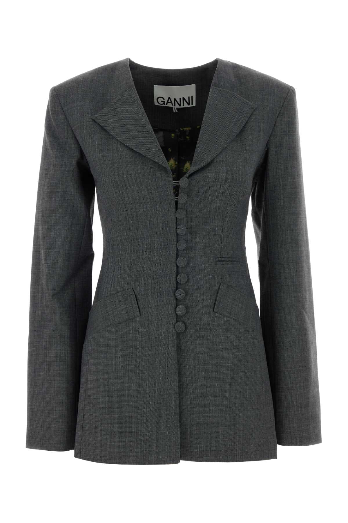 Ganni Melange Blazer — Gray