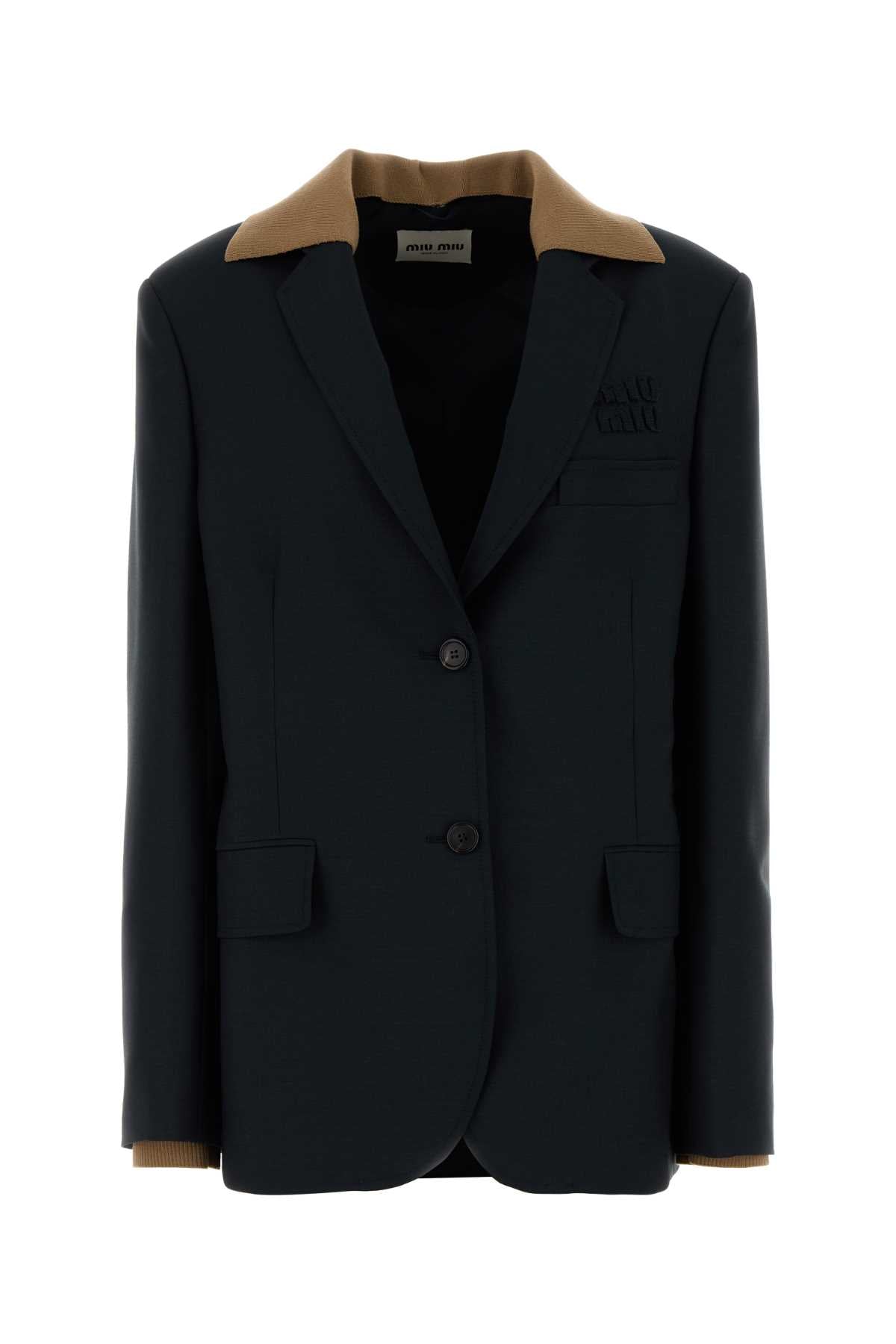 Miu Miu Mohair-Blend Oversize Blazer — Black
