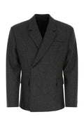 Blazer de muletón melange en lana virgen de Prada - Gris