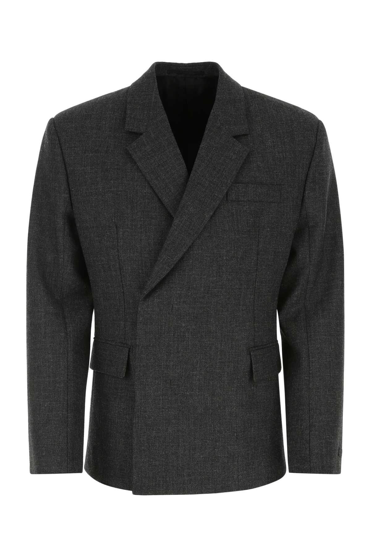 Blazer de muletón melange en lana virgen de Prada - Gris