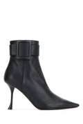 Roger Vivier Buckle-Strap Leather Ankle Boot — Black