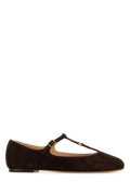 Chloé Suede T-strap Ballerinas — Brown