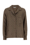 Max Mara All-Over Patterned Silk Shirt — Brown