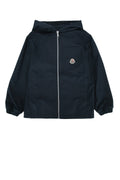 Moncler Jr Logo-Patch Hooded Jacket — Navy