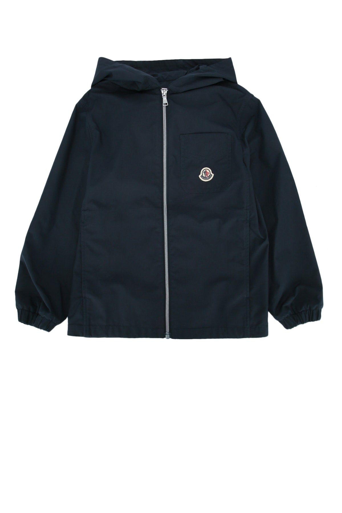 Moncler Jr Logo-Patch Hooded Jacket — Navy