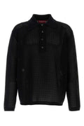 Gucci Crochet Knit Polo Shirt — Black