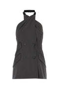 Max Mara Virgin Wool Double-Breasted Halter Jacket — Gray
