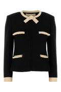 Valentino Garavani Tweed with Contrast Trim Blazer — Black