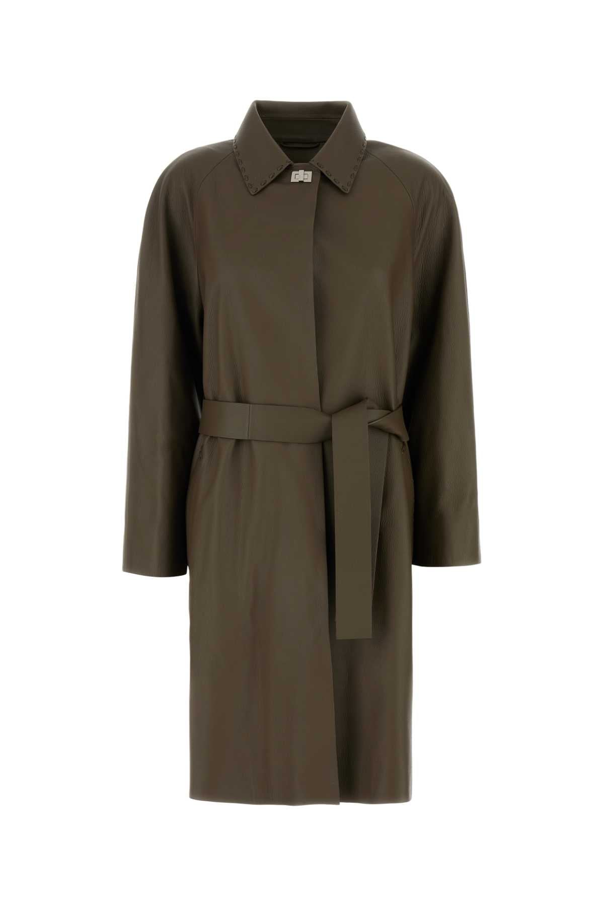 Fendi Leather Coat — Brown