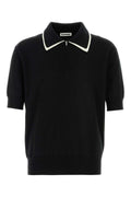Jil Sander Cotton Piqué with Contrast Collar Polo Shirt — Black