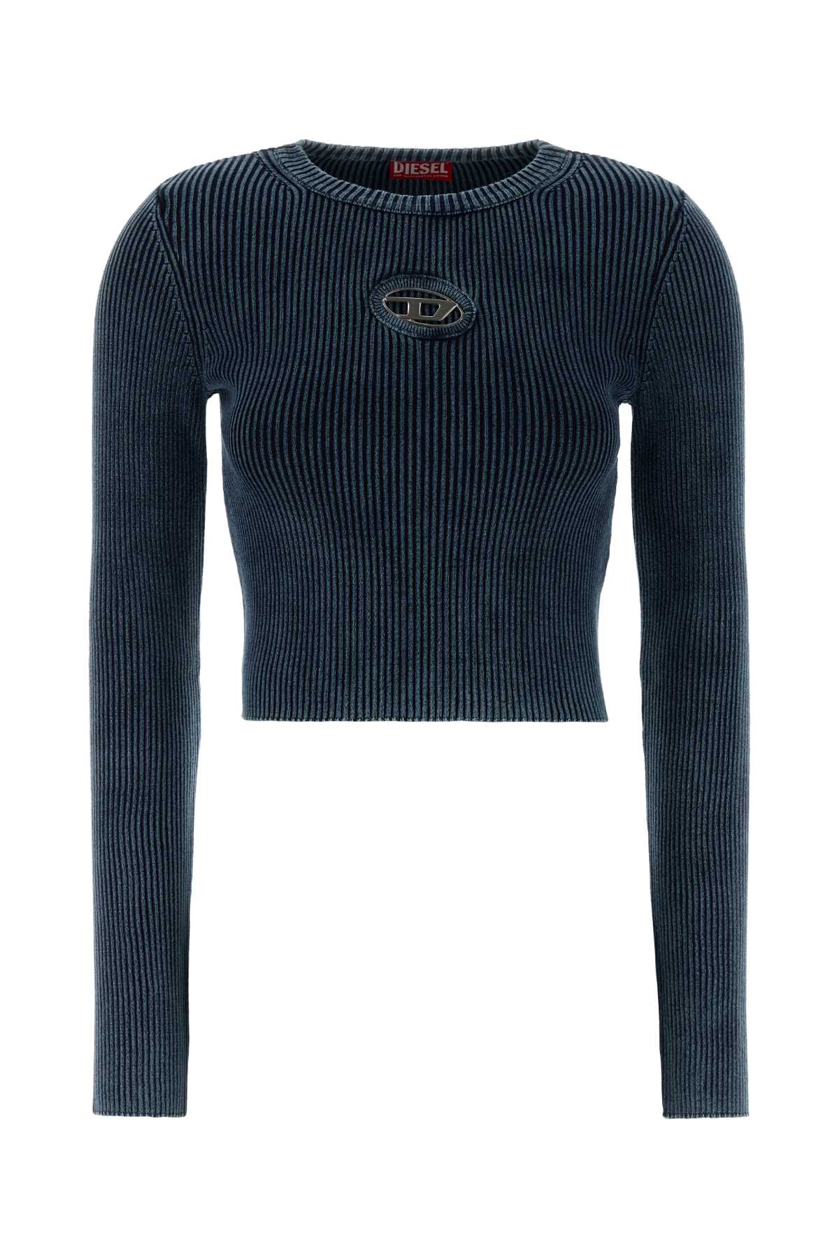 Diesel Ribbed Cotton Crew-Neck T-Shirt — Navy