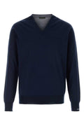 Prada Cotton V-Neck Sweater — Navy