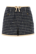 Valentino Garavani Embroidered Tweed Bermudas — Navy