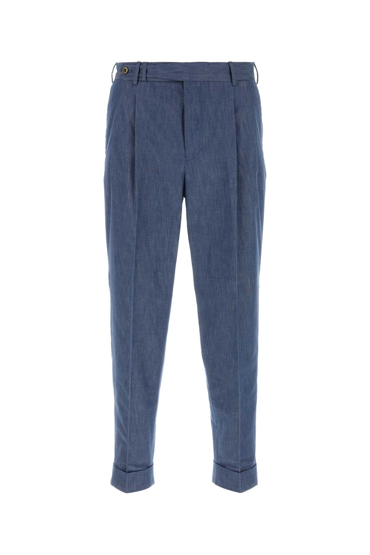 Pt Torino Cotton Trousers — Blue