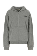 Miu Miu Logo-Patch Cotton Sweatshirt — Gray