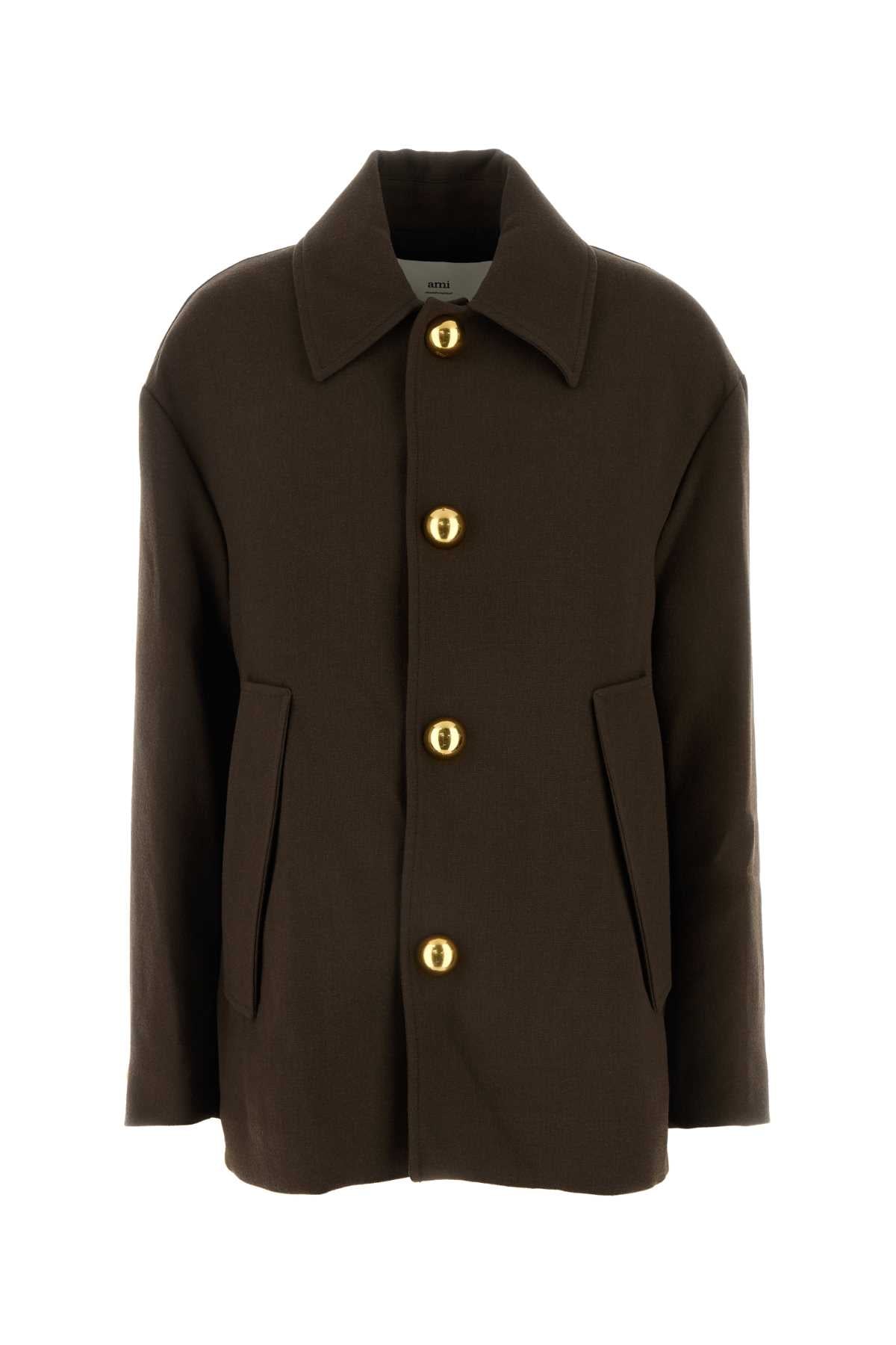 AMI Paris Belted Jacket — Brown
