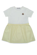 Moncler Jr Logo-Embroidered Cotton Dress — White
