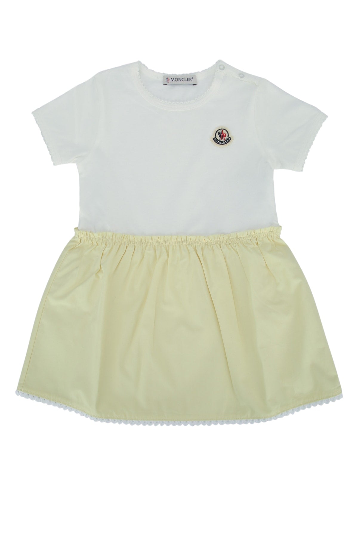 Moncler Jr Logo-Embroidered Cotton Dress — White