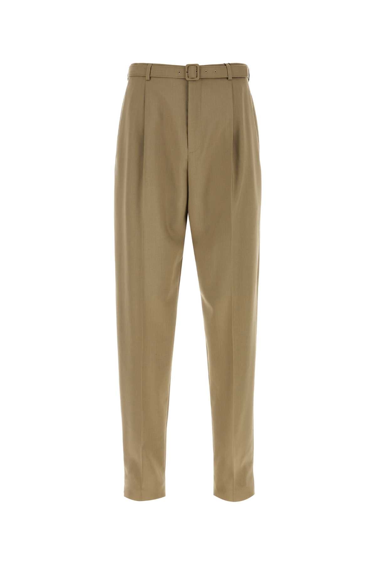 Saint Laurent Wool-Mohair Trousers — Beige