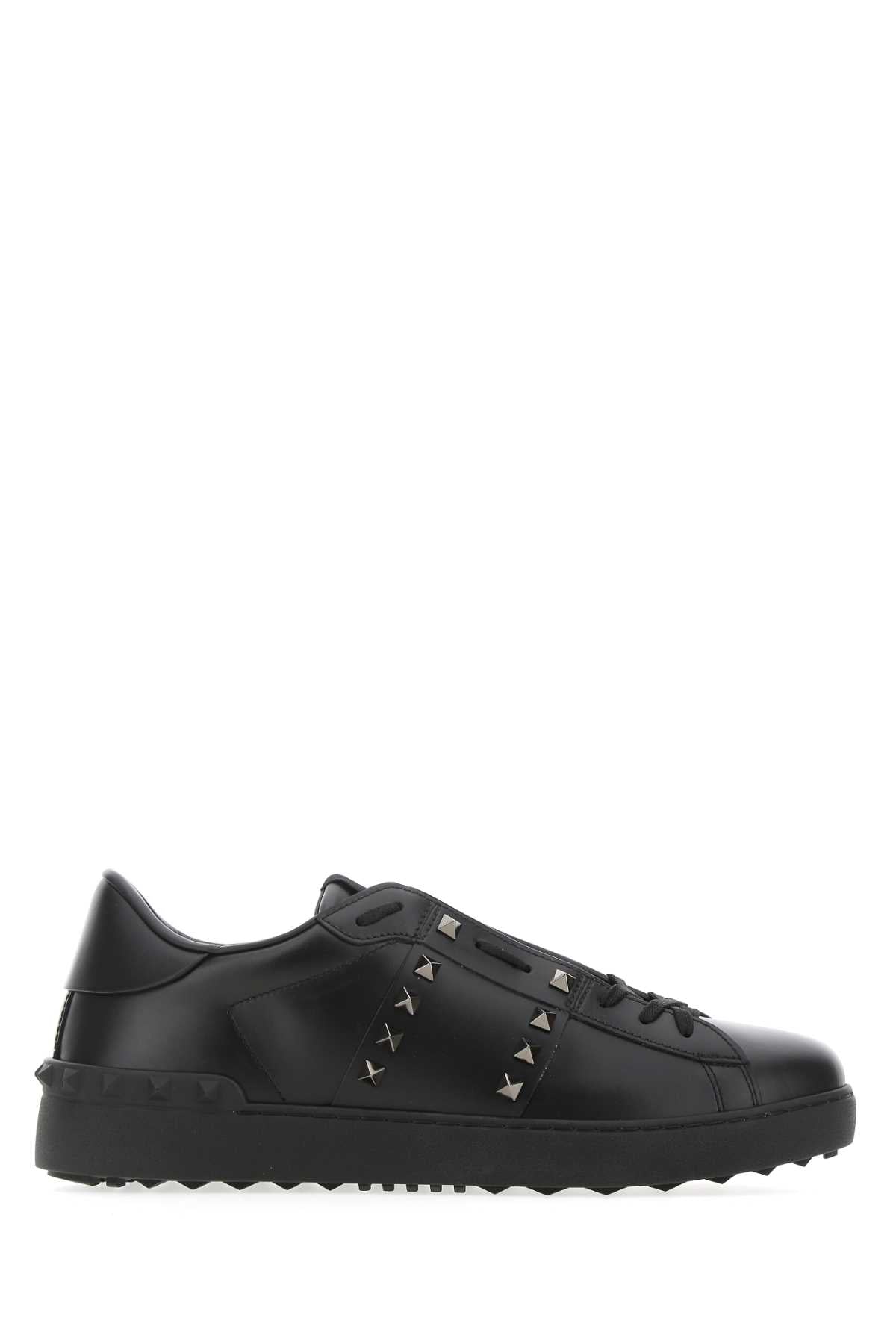 Valentino Garavani Rockstud Leather Sneakers — Black