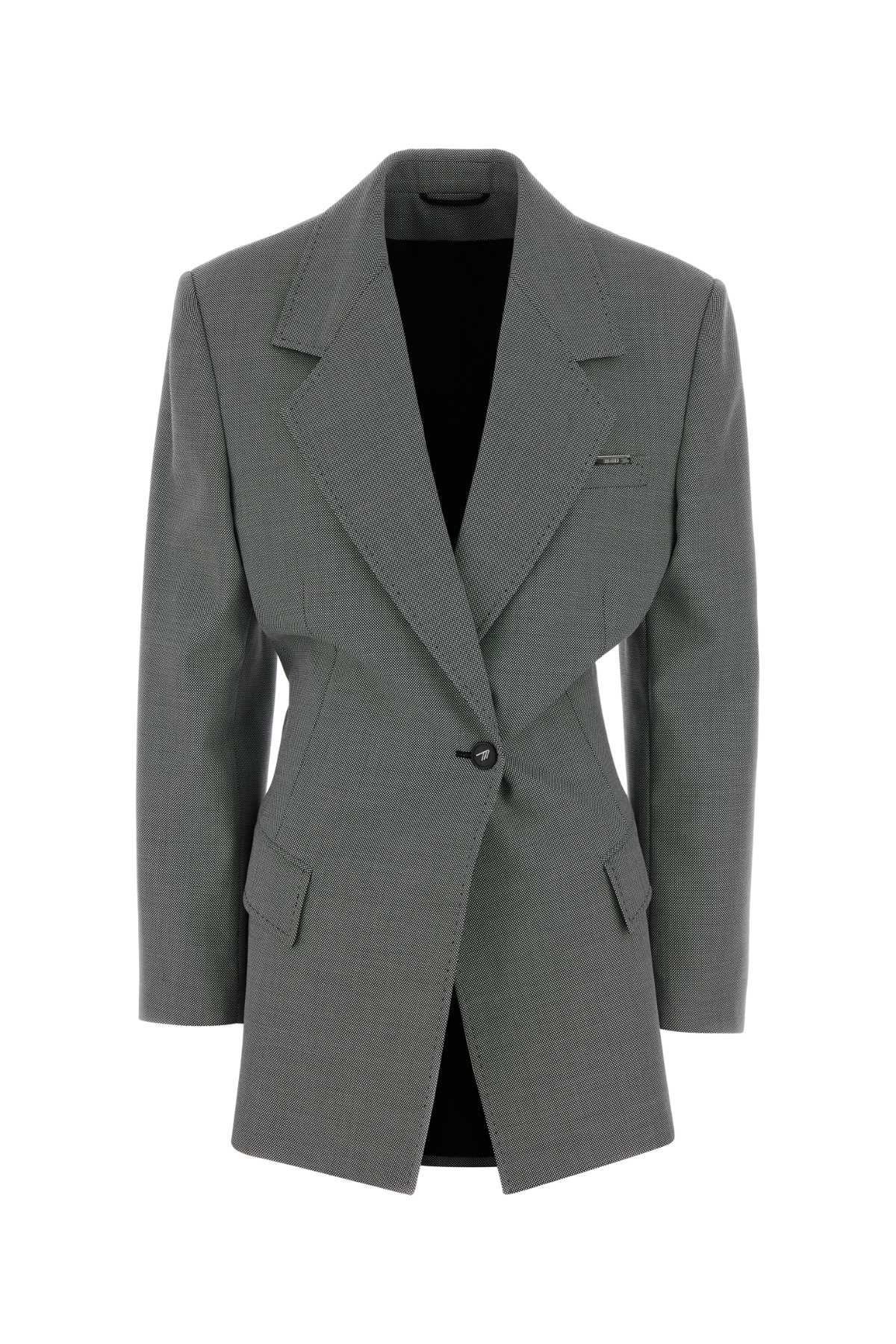 The Attico Virgin Wool and Cotton Blazer — Gray