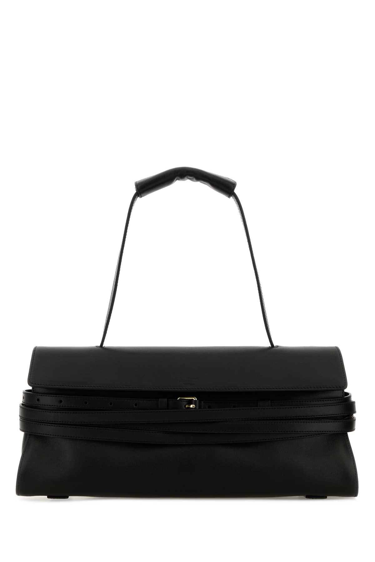 Moschino Nappa Leather Shoulder Bag — Black