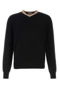 Burberry Checked Wool Crew-Neck Sweater — Black