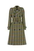 Burberry Stretch Linen Plaid Trench Coat — Green