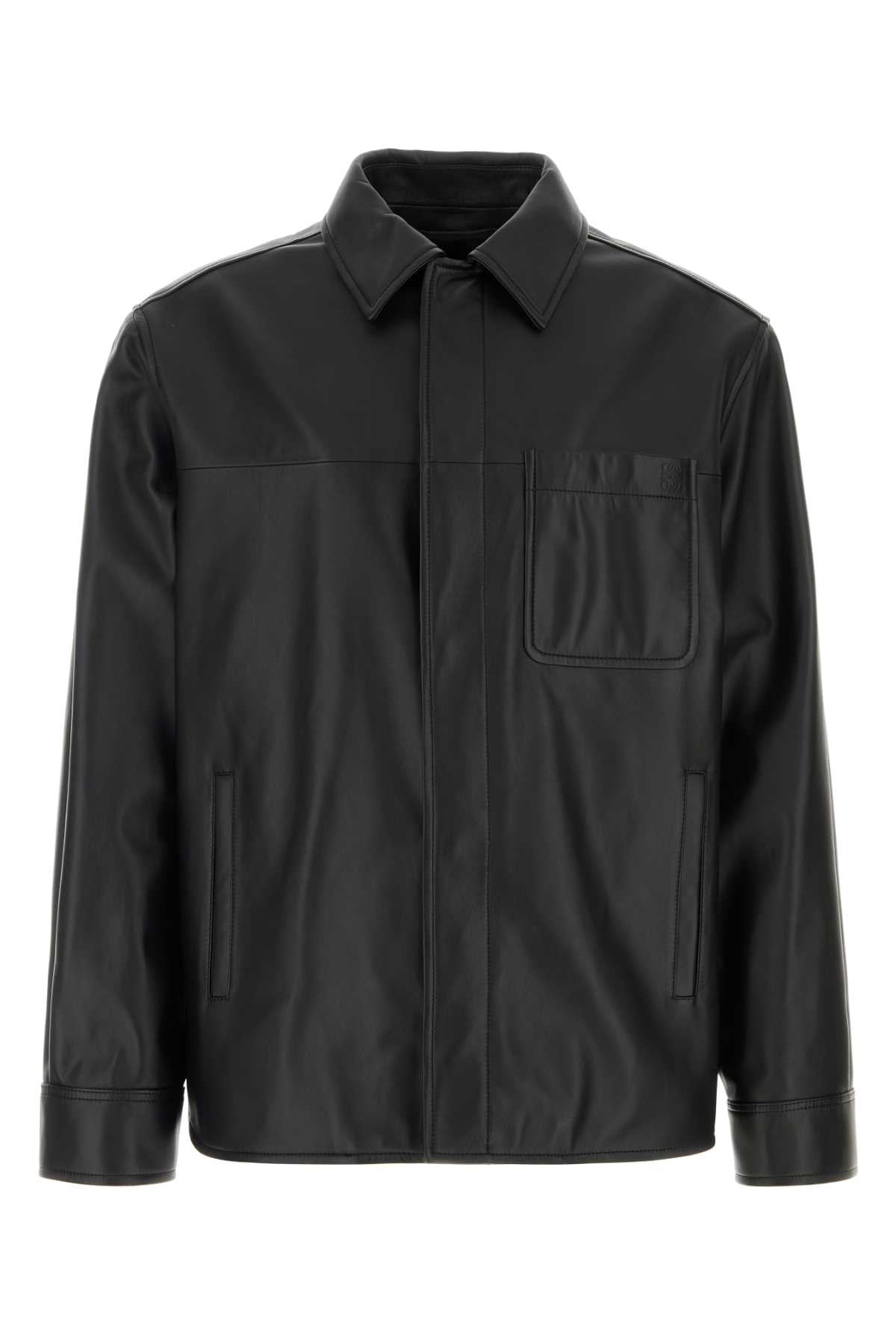 Loewe Lamb Leather Overshirt Jacket — Black