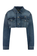 Miu Miu Denim Cropped Jacket — Blue