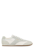 Prada Two-Tone Suede and Fabric Sneaker — White