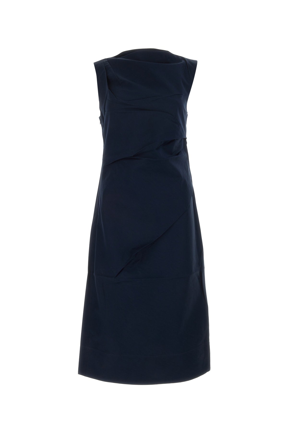 Italist Wrapped Cotton-Silk Dress — Navy