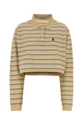 Prada Striped Piqué Polo Shirt — Beige