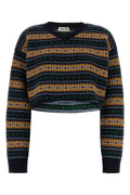 Miu Miu Embroidered Wool Sweater — Navy