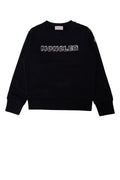 Moncler Jr Logo-Embroidered Cotton Sweatshirt — Black