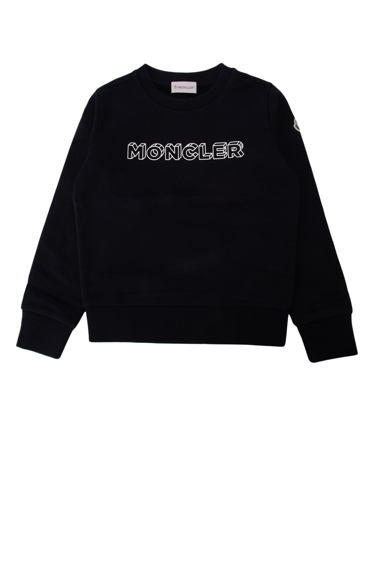 Moncler Jr Logo-Embroidered Cotton Sweatshirt — Black