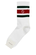 Gucci CALZE Striped Cotton Blend Socks — White