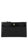 Alexander McQueen Crocodile-Embossed Leather Card Case — Black