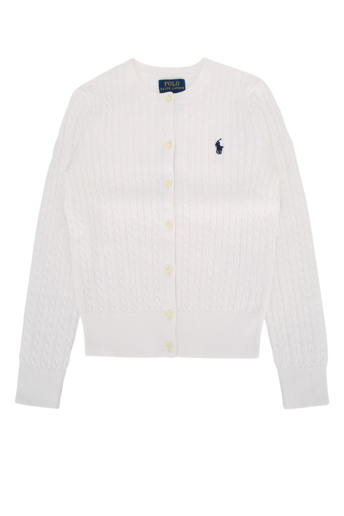 Polo Ralph Lauren Jr Cable-Knit Cotton Cardigan — White