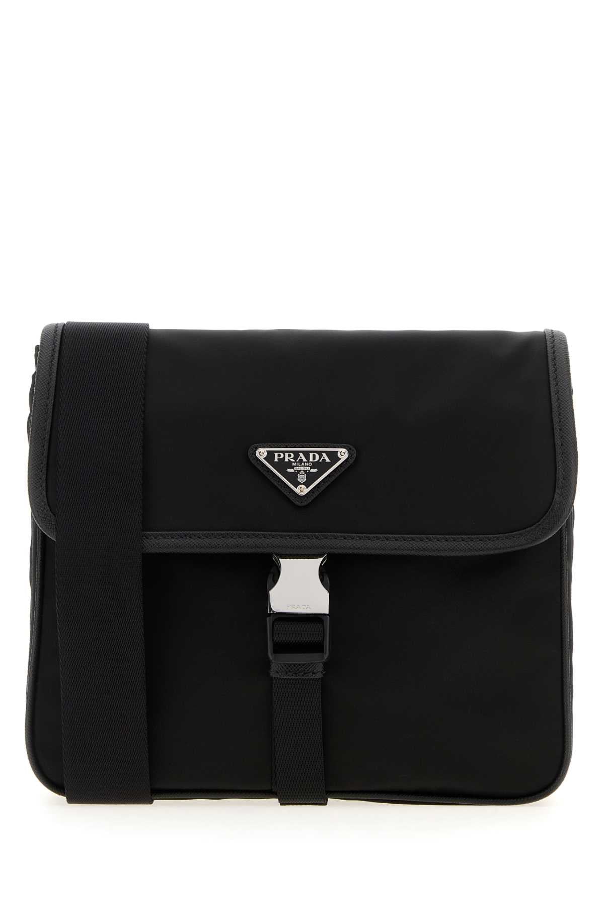 Prada Re-Nylon and Calf Leather Crossbody Bag — Black
