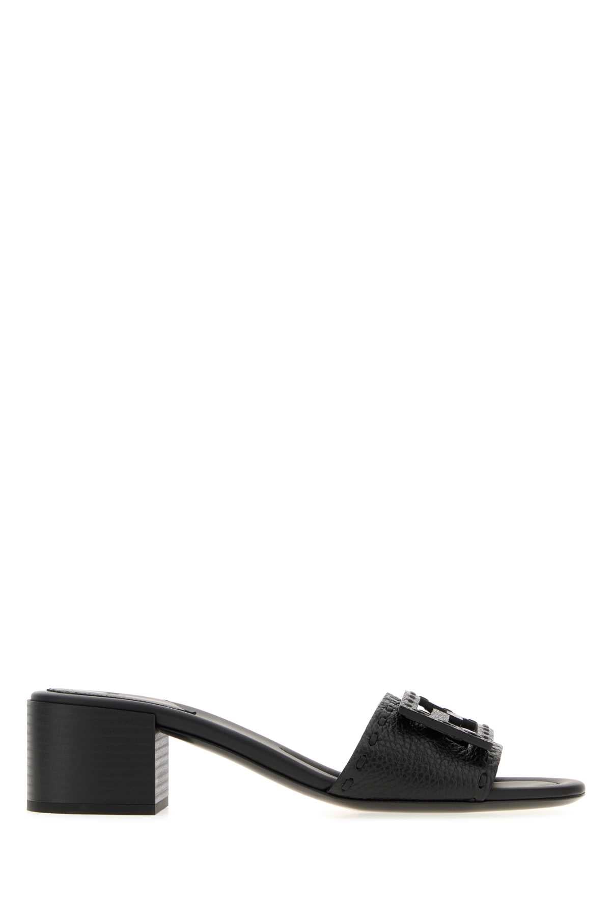 Fendi Baguette Leather Mule — Black