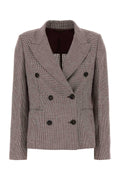 Brunello Cucinelli Linen-Blend Houndstooth Blazer — Brown