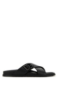 Dolce & Gabbana Logo-Embossed Leather Slide — Black