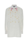 Prada Embroidered Poplin Shirt — White