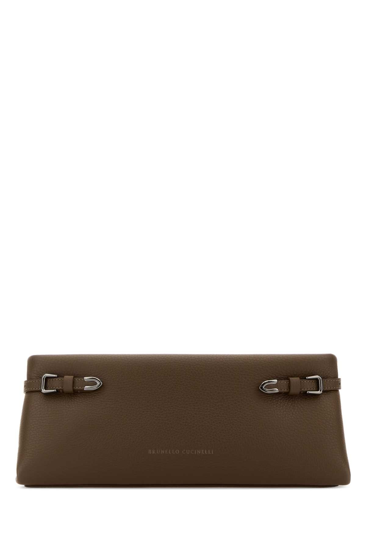 Brunello Cucinelli Leather Clutch — Brown