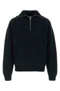 Jil Sander Ribbed Wool Half-Zip Sweater — Black