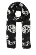 Alexander McQueen Skull-Print Silk Scarf — Black